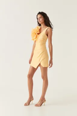Aje Energy Mini Dress in Marigold Yellow - Size 10 for rent on The Volte - image 3