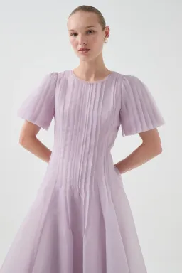 Aje Nova Pleated Midi Dress in Lilac - Size 14 for rent on The Volte - image 3