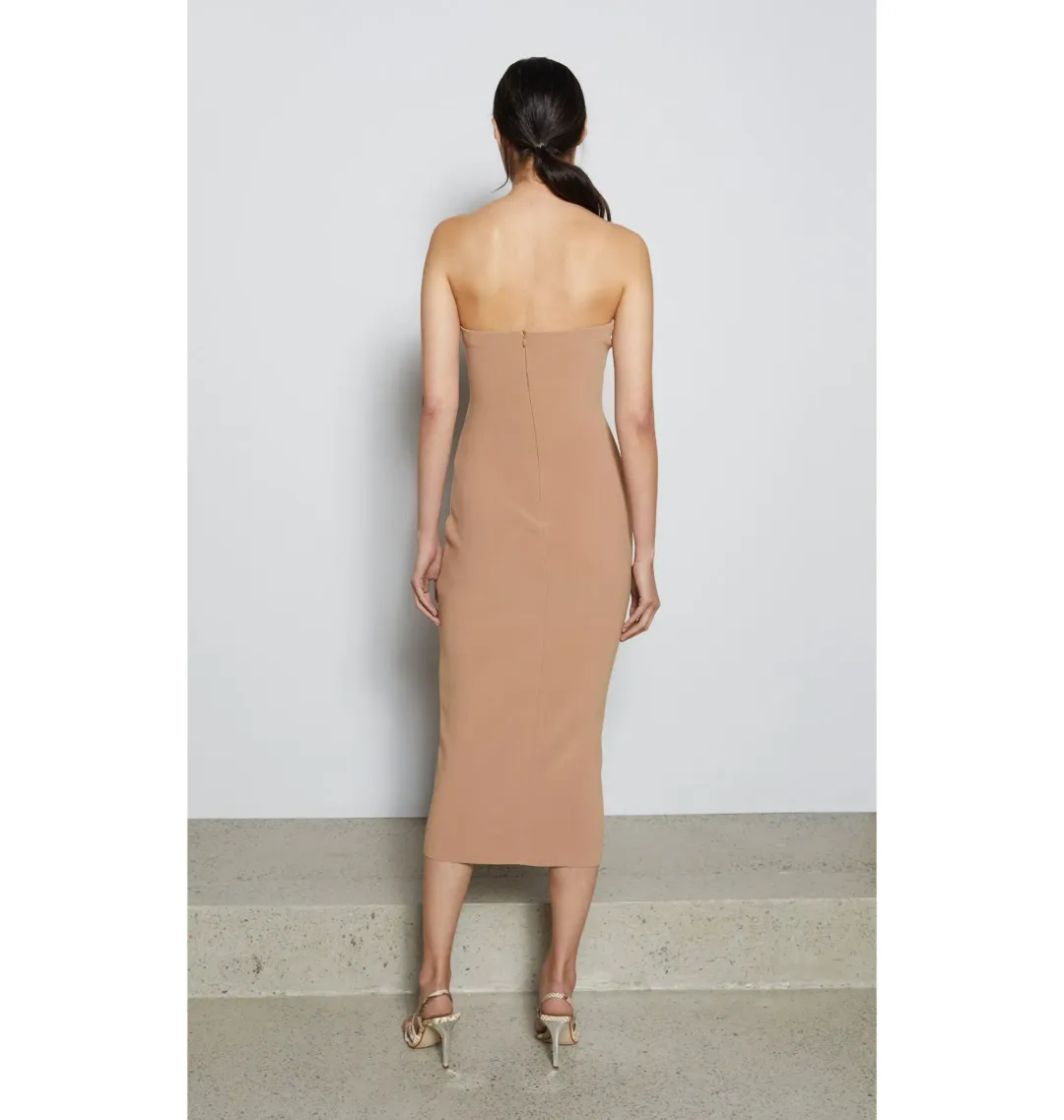 Bec and Bridge Elke Strapless Midi Dress Brown Size M / AU 10 for rent on The Volte - main image