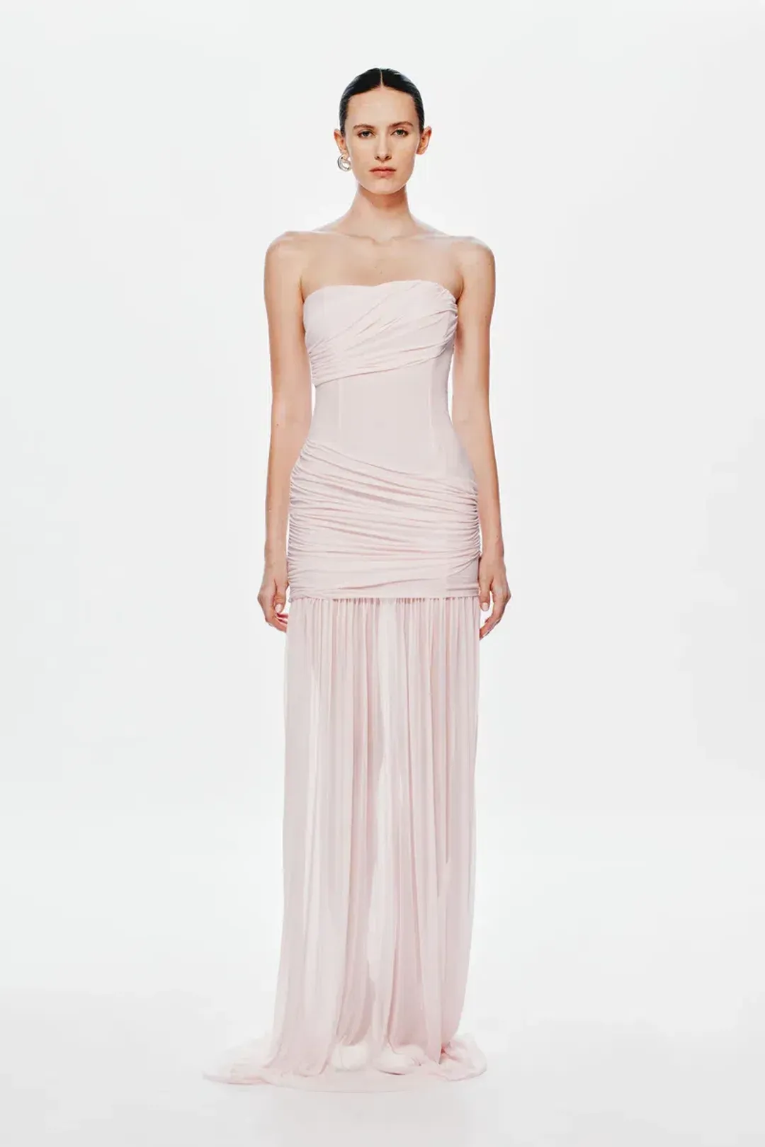 🩷MISHA Ember Wrapped Mesh Maxi Dress – Dusty Pink – Size 10 (AU) 🩷 for rent on The Volte - main image
