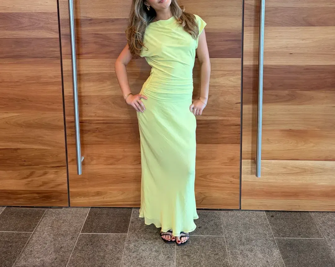 Bec and bridge JEHNAYA ASYM MAXI DRESS in citrus yellow for rent on The Volte - main image