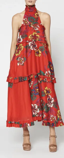 Scanlan Theodore Floral Voile Dress in Red Size 6 for rent on The Volte - image 2
