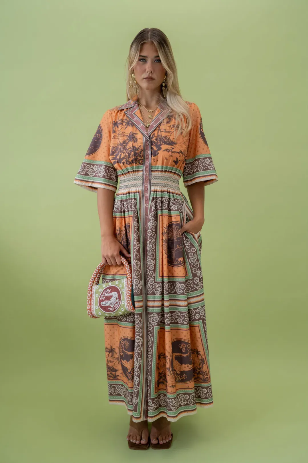 Alemais Alberta Smocked Shirtdress 6 for rent on The Volte - main image