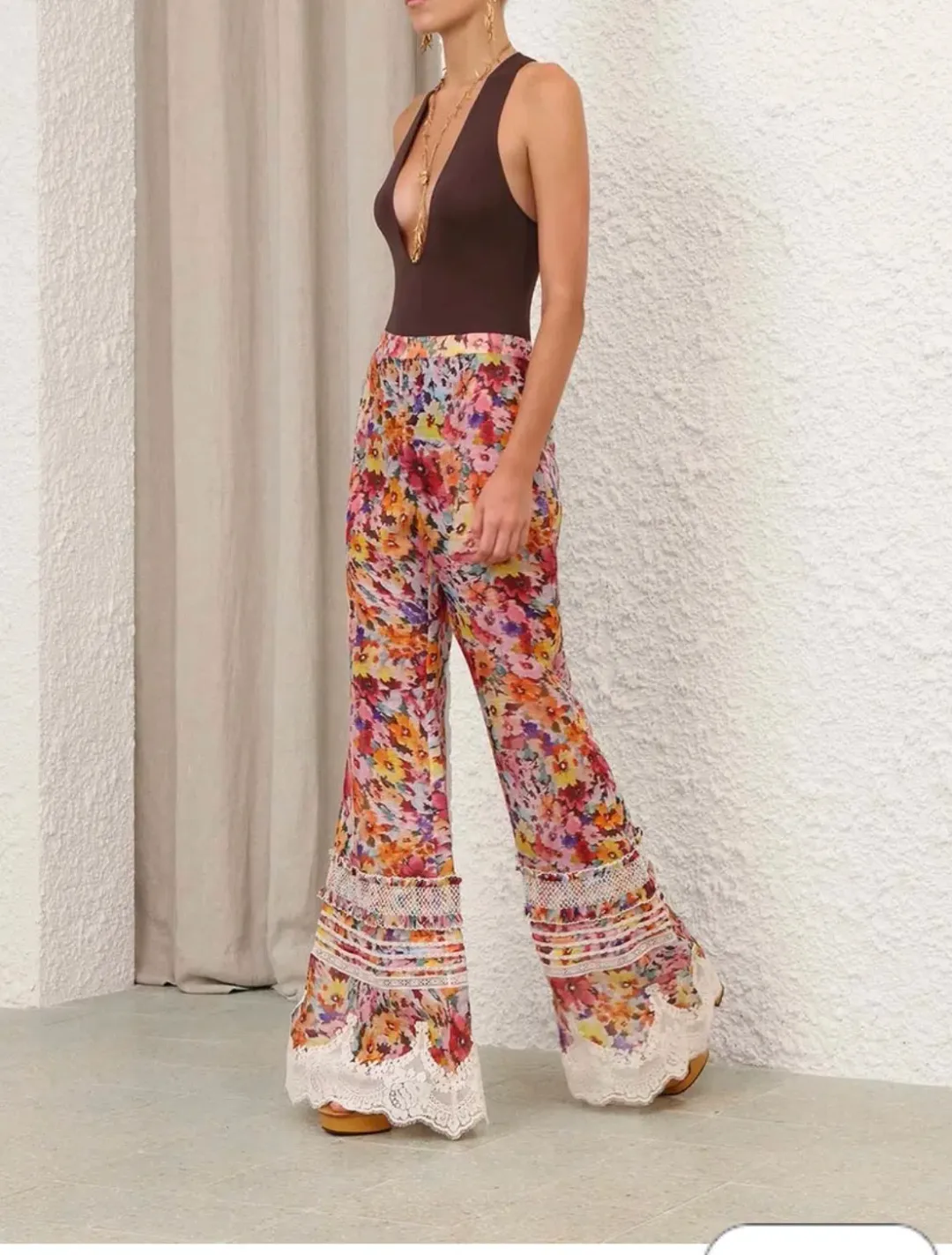 Zimmermann LUNA SHIRRED FLARE PANT size O  for rent on The Volte - main image