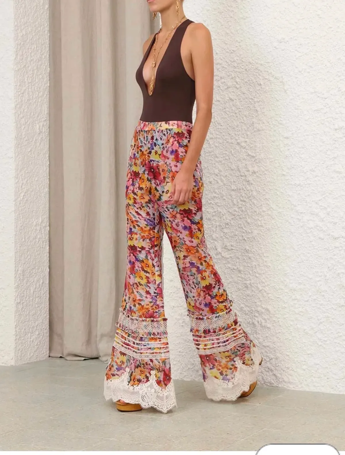 Zimmermann LUNA SHIRRED FLARE PANT size O  for rent on The Volte - main image