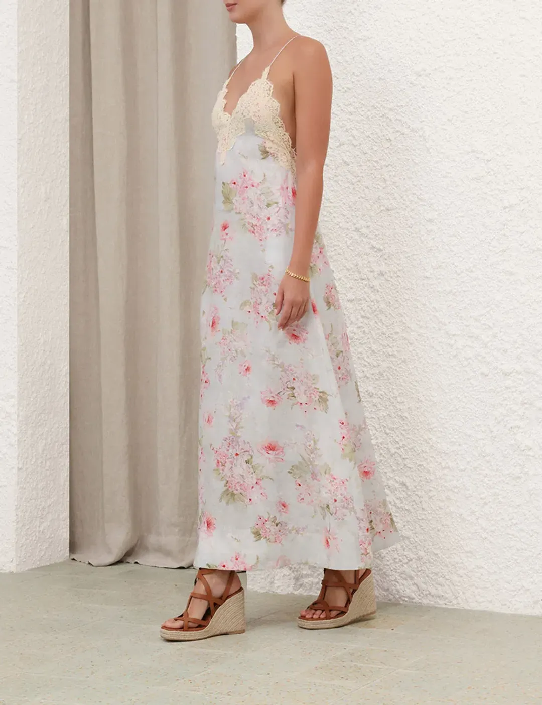 ZIMMERMANN HALLIDAY A-LINE MAXI DRESS IN BLUE WATERCOLOUR FLORAL for rent on The Volte - main image