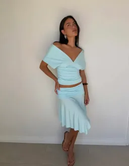 Hntr the Label Andi Top and Skirt Set in Aqua Blue Size XS / AU 6 for rent on The Volte - image 2