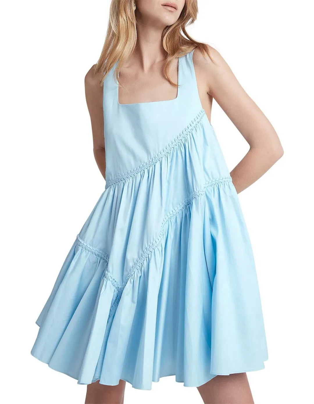 AJE Casablanca Tiered Mini Dress - Powder Blue Size 6 -Bridal Shower, Races, Baby Shower for rent on The Volte - main image