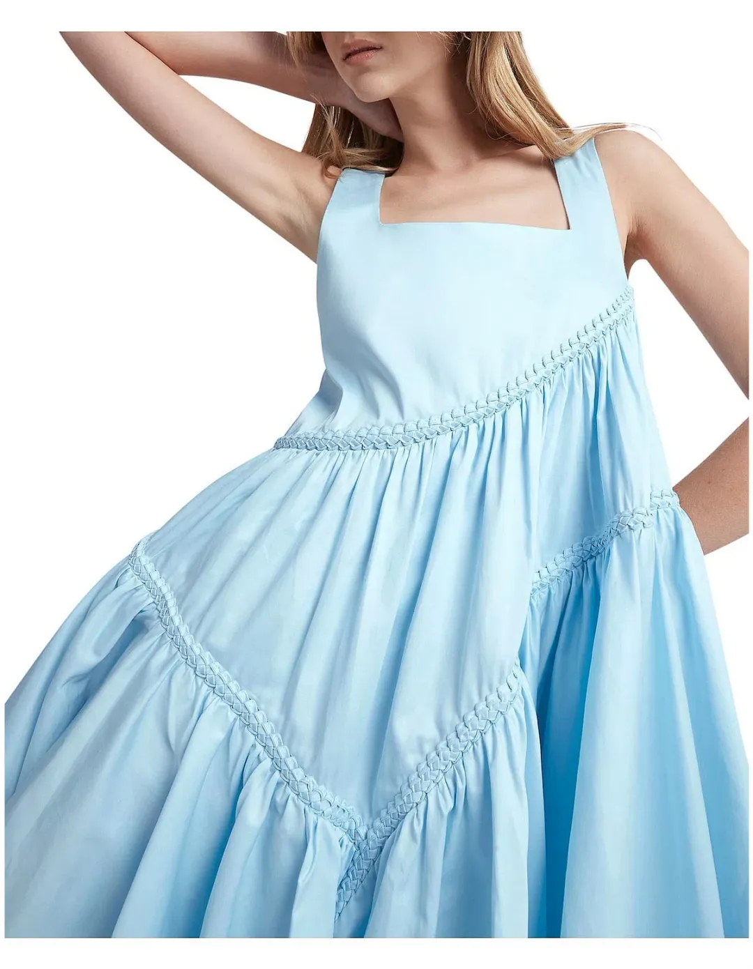 AJE Casablanca Tiered Mini Dress - Powder Blue Size 6 -Bridal Shower, Races, Baby Shower for rent on The Volte - main image
