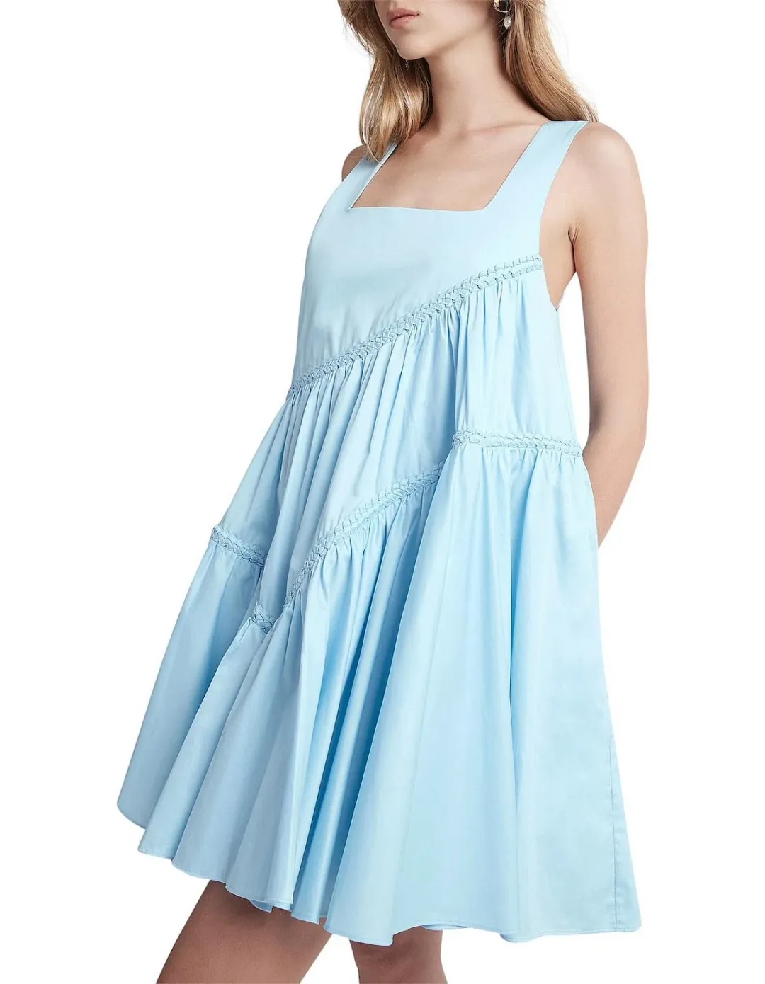 AJE Casablanca Tiered Mini Dress - Powder Blue Size 6 -Bridal Shower, Races, Baby Shower for rent on The Volte - main image