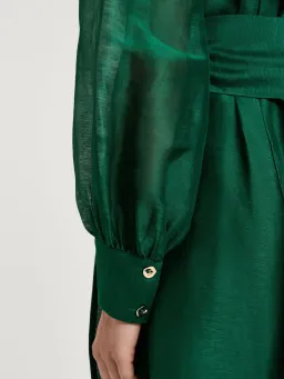 Veronika Maine Linen Silk Midi Shirtdress; size 8 for rent on The Volte - image 3