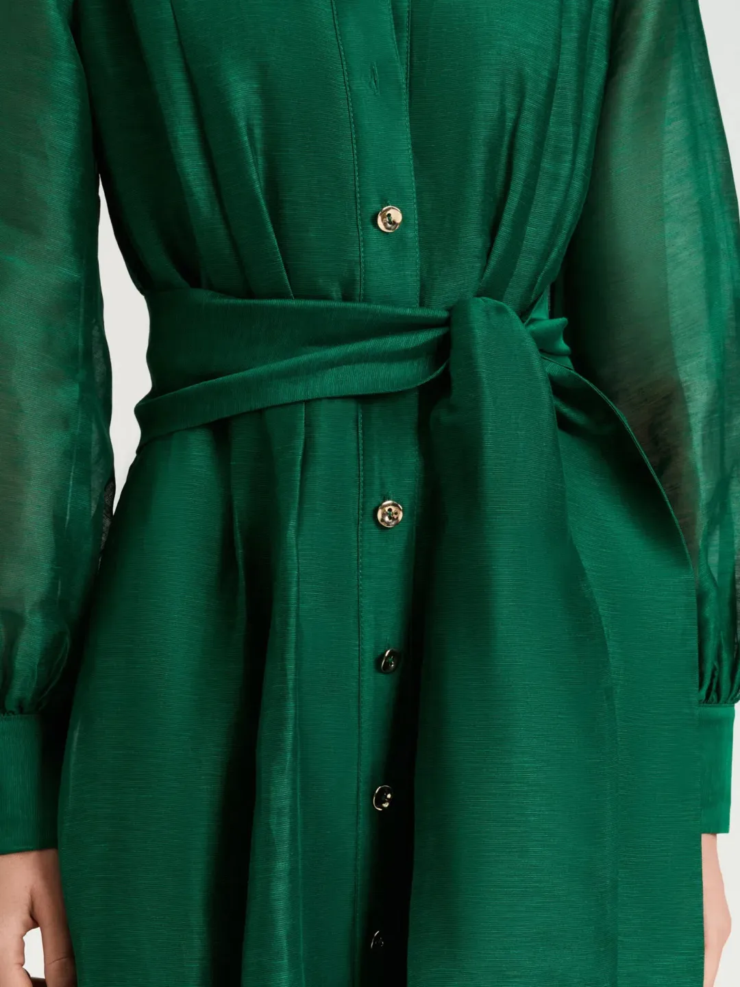 Veronika Maine Linen Silk Midi Shirtdress; size 10 for rent on The Volte - main image