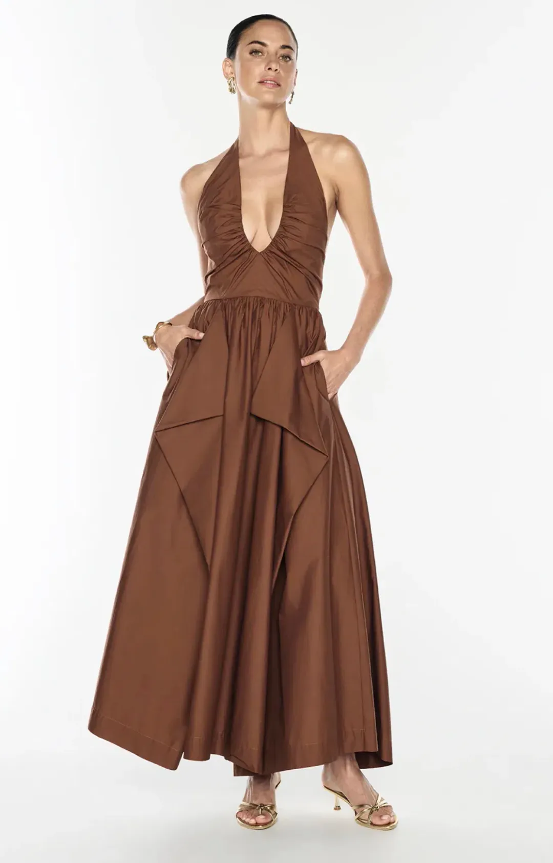 Manning Cartell- Provence Halter Dress– Cognac- Size 14 for rent on The Volte - main image