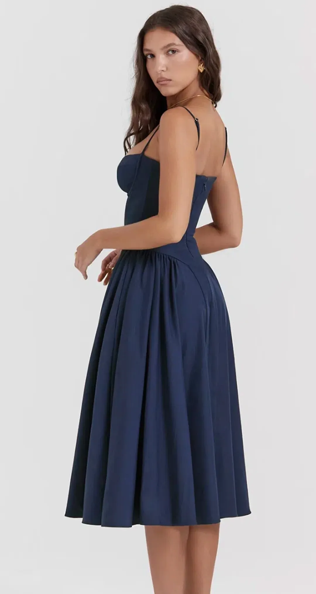 House of CB Samaria French Navy Corset Sundress Size S Regular Cup  for rent on The Volte - main image