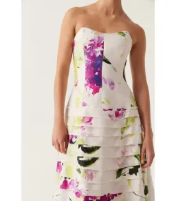 New Aje Victoria Midi Dress WILD HYDRANGEA - Size 10 - Pink Floral Evening Gown for rent on The Volte - image 5