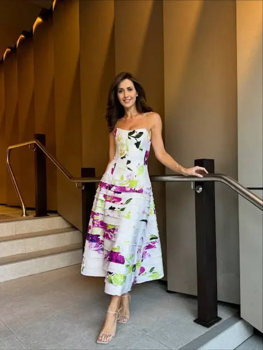 New Aje Victoria Midi Dress WILD HYDRANGEA - Size 10 - Pink Floral Evening Gown for rent on The Volte - main image