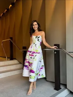 New Aje Victoria Midi Dress WILD HYDRANGEA - Size 10 - Pink Floral Evening Gown for rent on The Volte - image 8