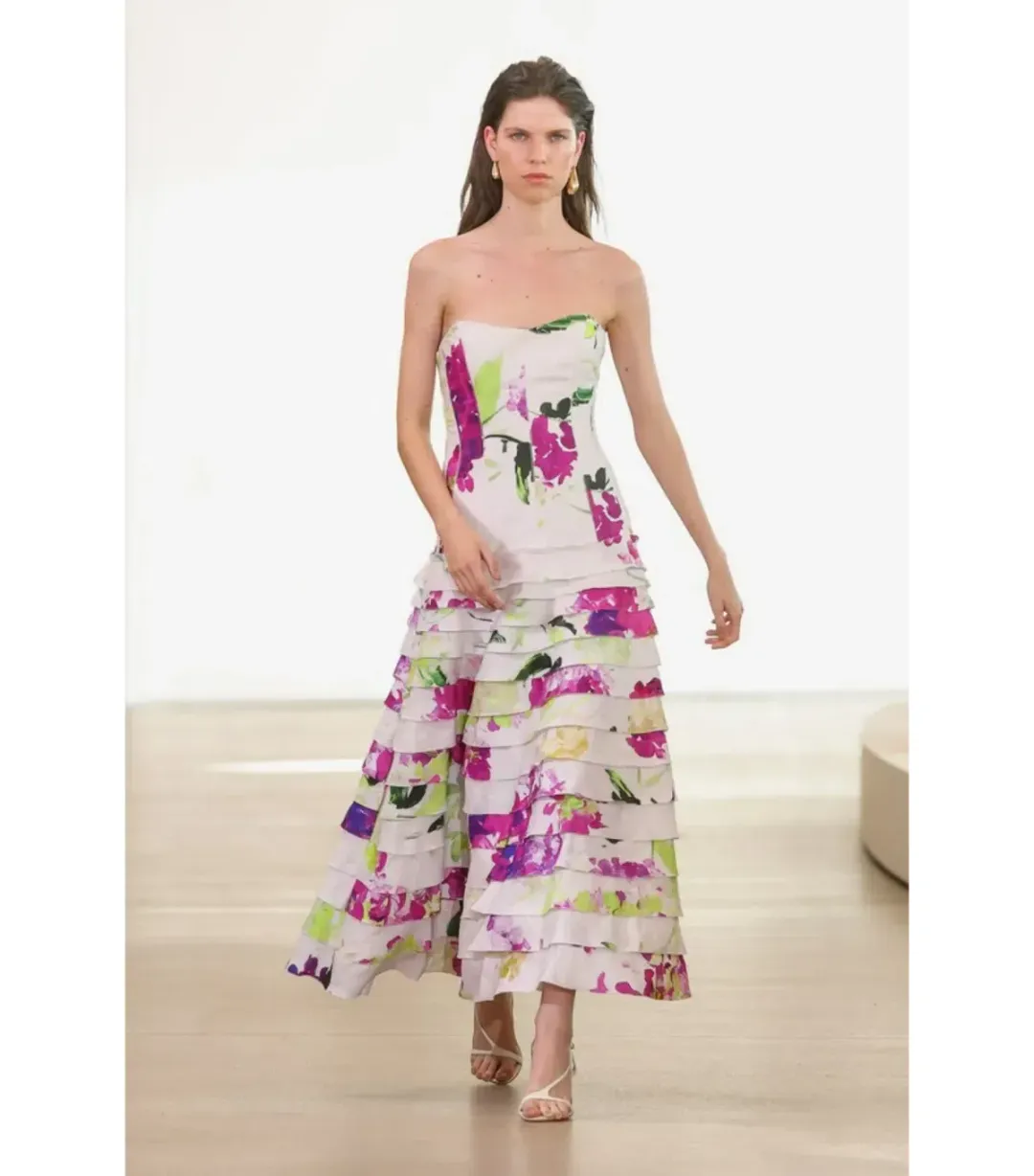 New Aje Victoria Midi Dress WILD HYDRANGEA - Size 10 - Pink Floral Evening Gown for rent on The Volte - main image