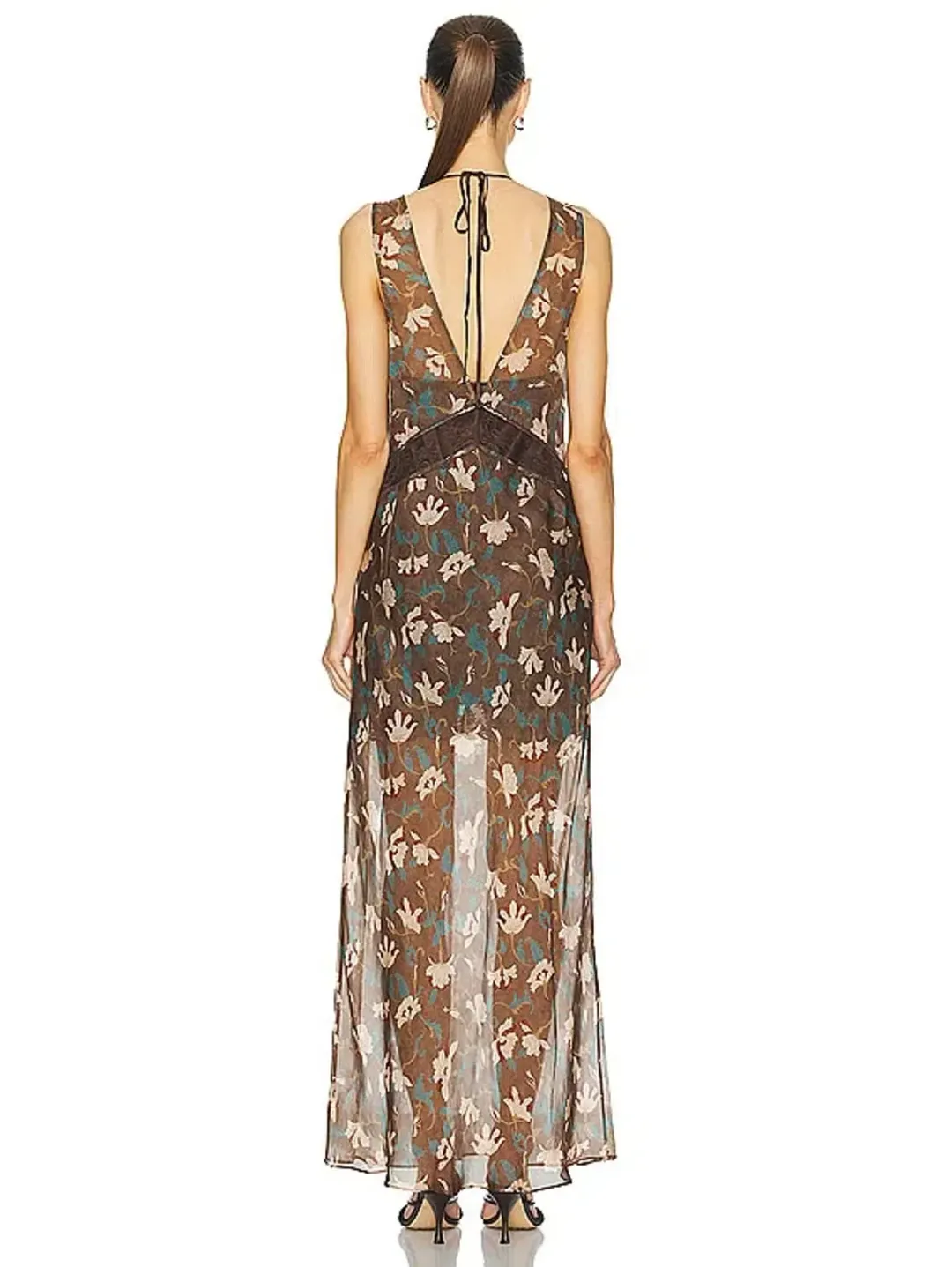 SIR THE LABEL - Avellino Lace Layered Dress Chocolate Fiore Print: Size 3 / AU 12 for rent on The Volte - main image