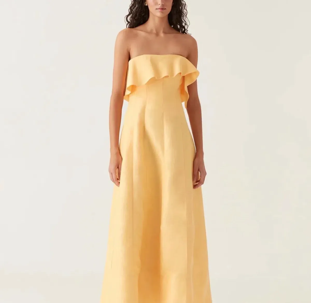 AJE shallows gown marigold yellow for rent on The Volte - main image