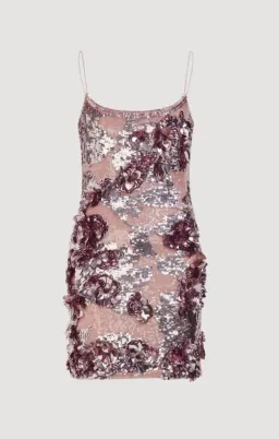AJE Halo Mini Sequin Dress Fawn Pink Size 10 for rent on The Volte - image 2