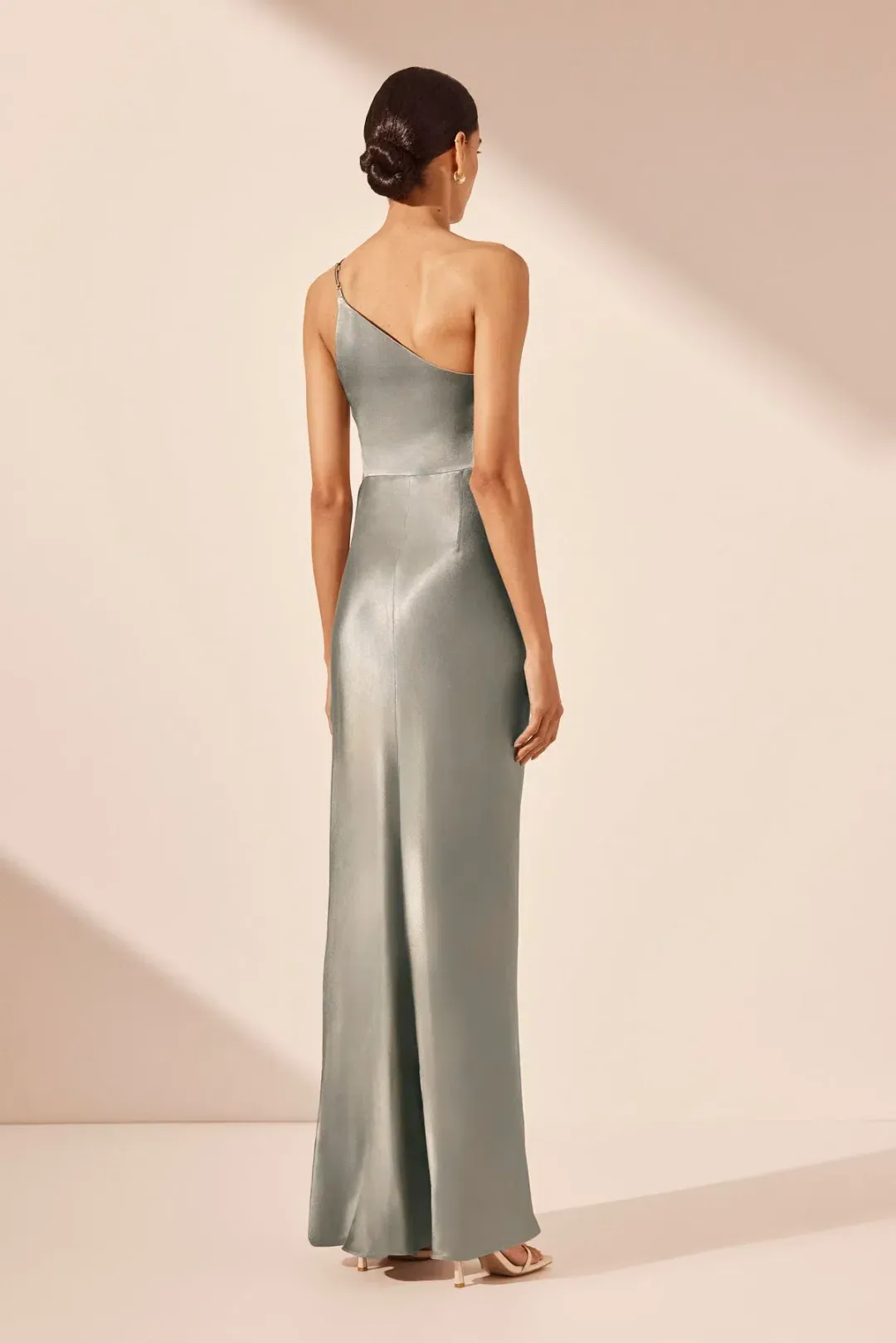 Shona Joy La Lune Asymmetrical Gathered Maxi Dress - Sage Size 10 for rent on The Volte - main image