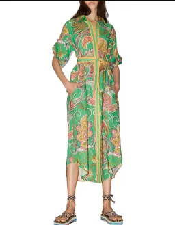Alemais Marion Shirt Dress in Green Paisley Size 14 for rent on The Volte - image 1