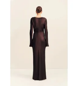 Shona Joy Agnes Long Sleeves Maxi Dress With Belt in Espresso Size AU10 for rent on The Volte - image 3