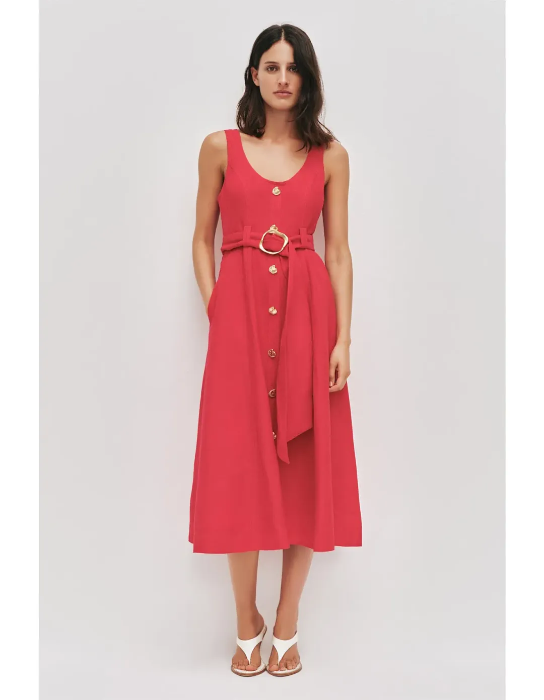 Aje Leonie Midi Dress Red Size 8 for rent on The Volte - main image