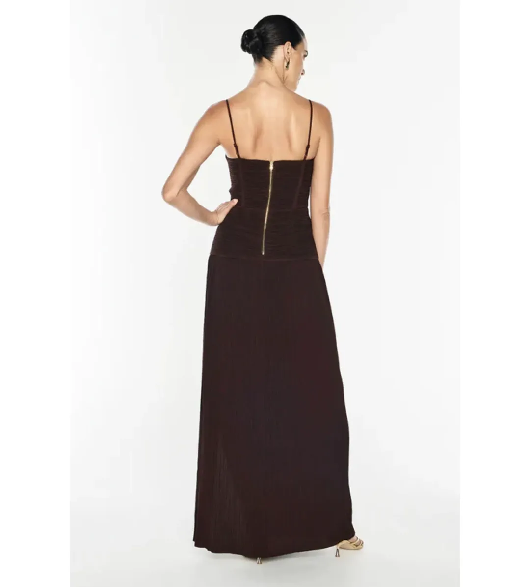 Manning Cartell Double Time Pleat Dress in Dark Chocolate Size AU8 for rent on The Volte - main image