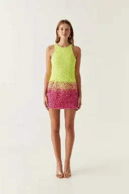 Aje Calypso Ombre Mini Dress Multi Sequin Size 14 for rent on The Volte - image 3