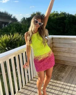 Aje Calypso Ombre Mini Dress Multi Sequin Size 14 for rent on The Volte - image 2