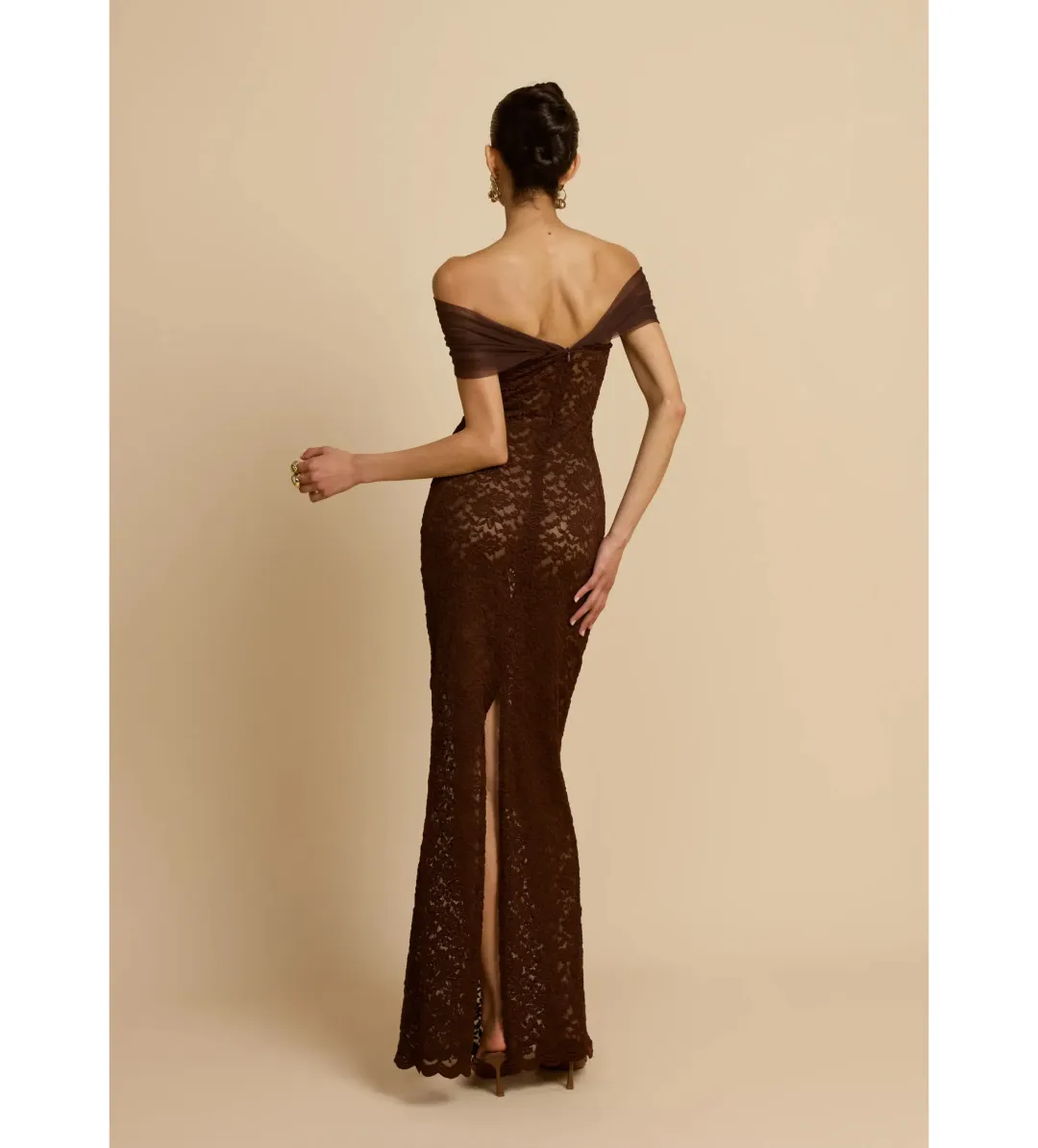 Arcina Ori Milana Dress in Chocolate Size AU12 for rent on The Volte - main image