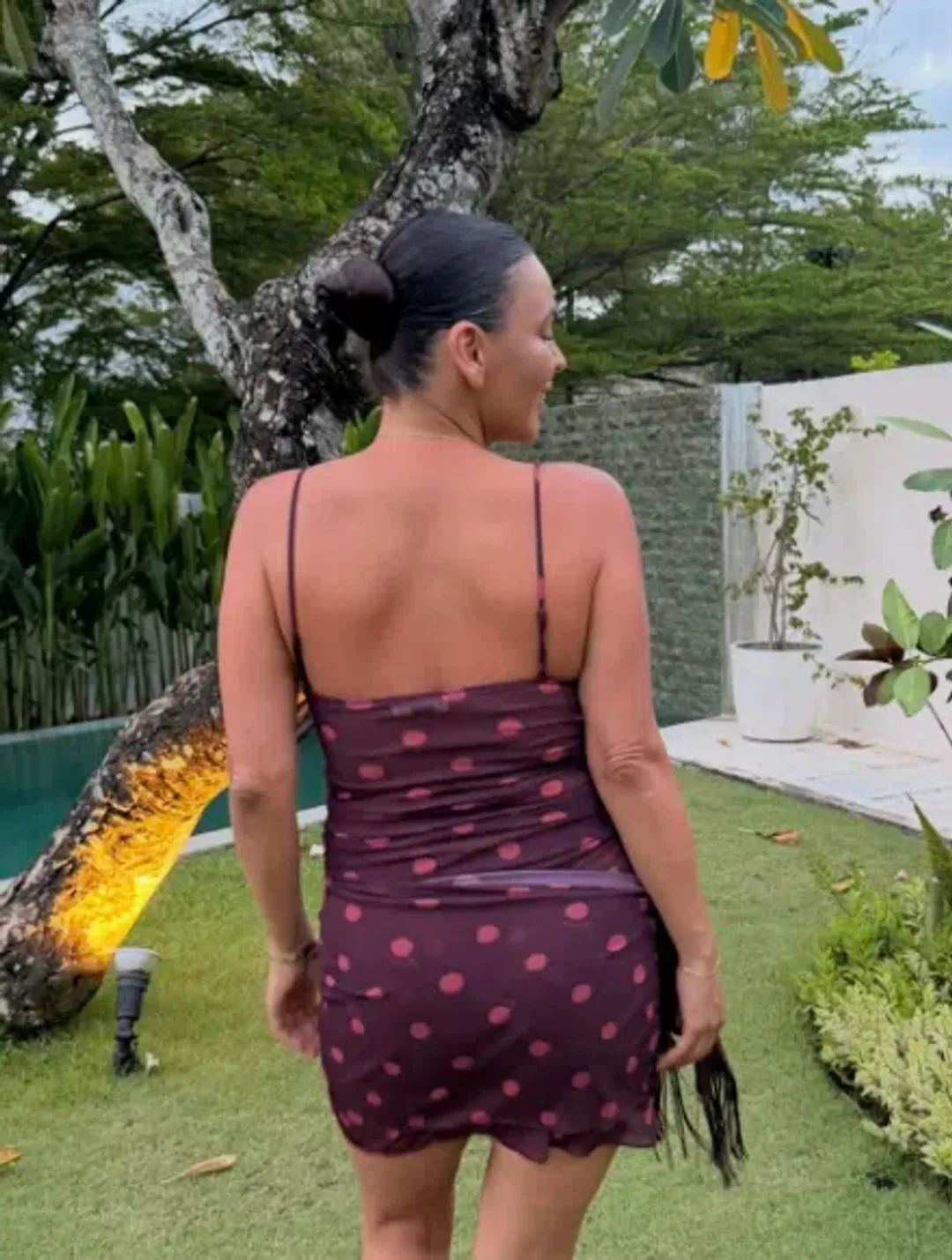 Benni piper twist mini dress polka dot  for rent on The Volte - main image