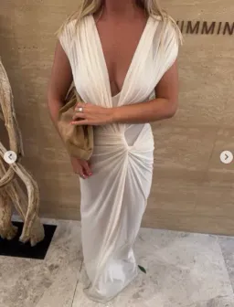 Bec & Bridge Leia Drape Maxi Gown Buttercream Size AU 10 for rent on The Volte - image 5