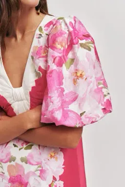 🩷 AJE Overflow Knotted Floral Midi Dress in 'Rosa Bold' Pink – Size AU 10 🩷 for rent on The Volte - image 7