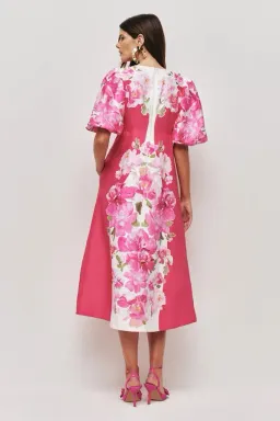 🩷 AJE Overflow Knotted Floral Midi Dress in 'Rosa Bold' Pink – Size AU 10 🩷 for rent on The Volte - image 4