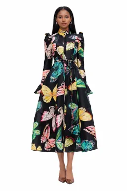 LEO LIN Katrina Butterfly Sleeve Midi Dress Size AU8 for rent on The Volte - image 1