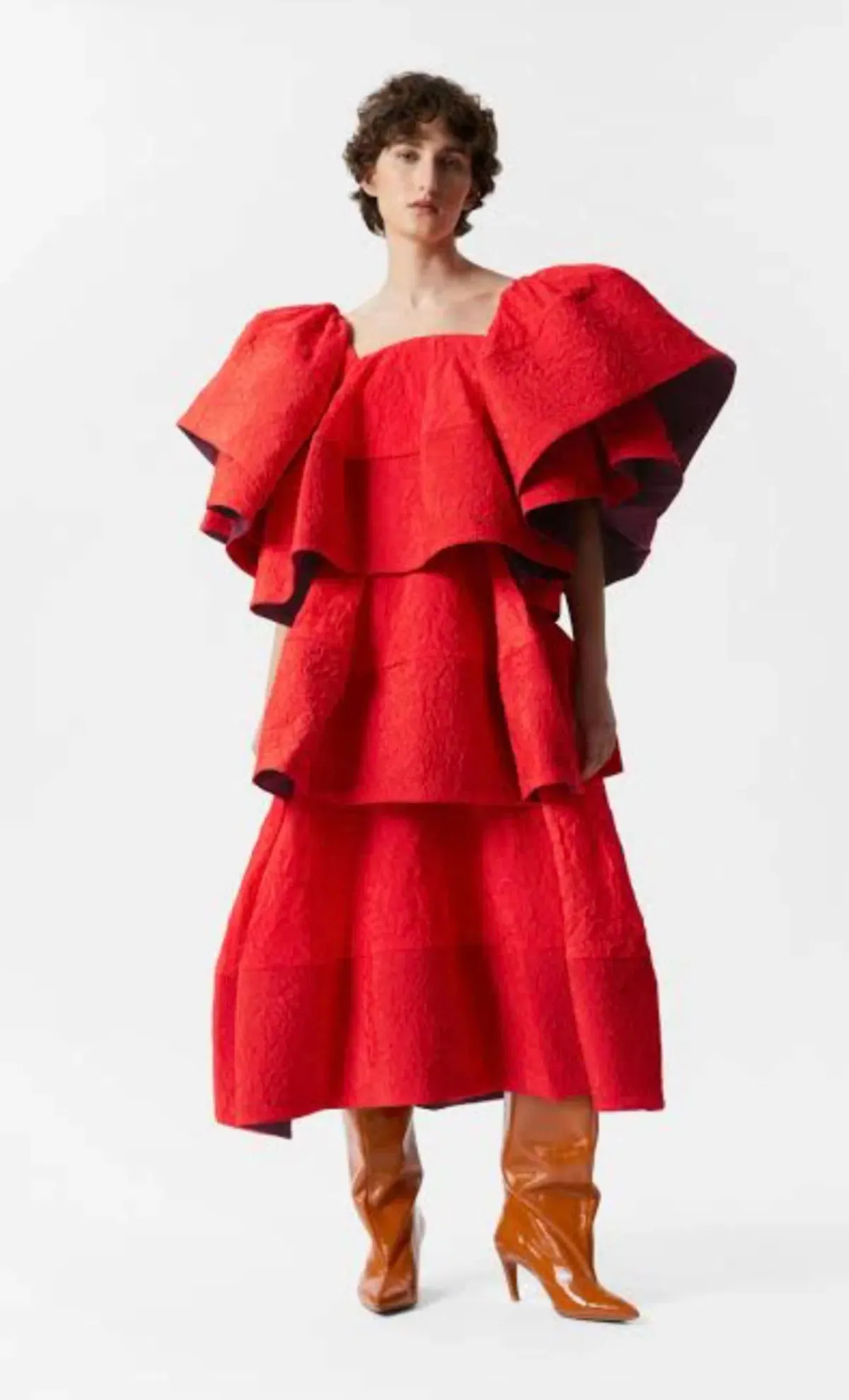 Roksanda X & Other Stories Ruffle Jacquard Midi Dress - size 10 for rent on The Volte - main image