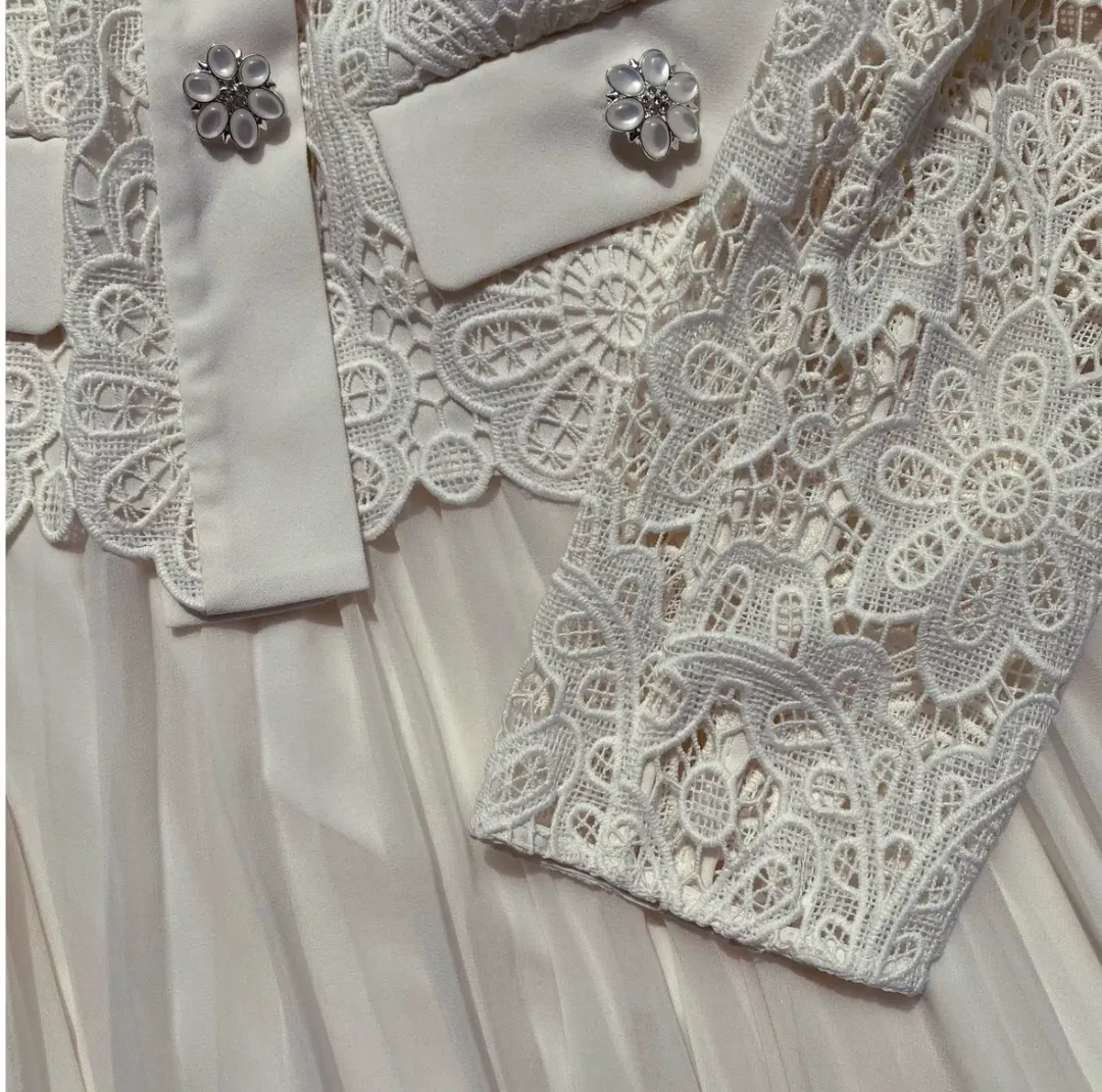 Self-Portrait Belted Crystal Embellished Guipure Lace Midi Dress for rent on The Volte - main image