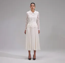 Self-Portrait Belted Crystal Embellished Guipure Lace Midi Dress for rent on The Volte - image 4