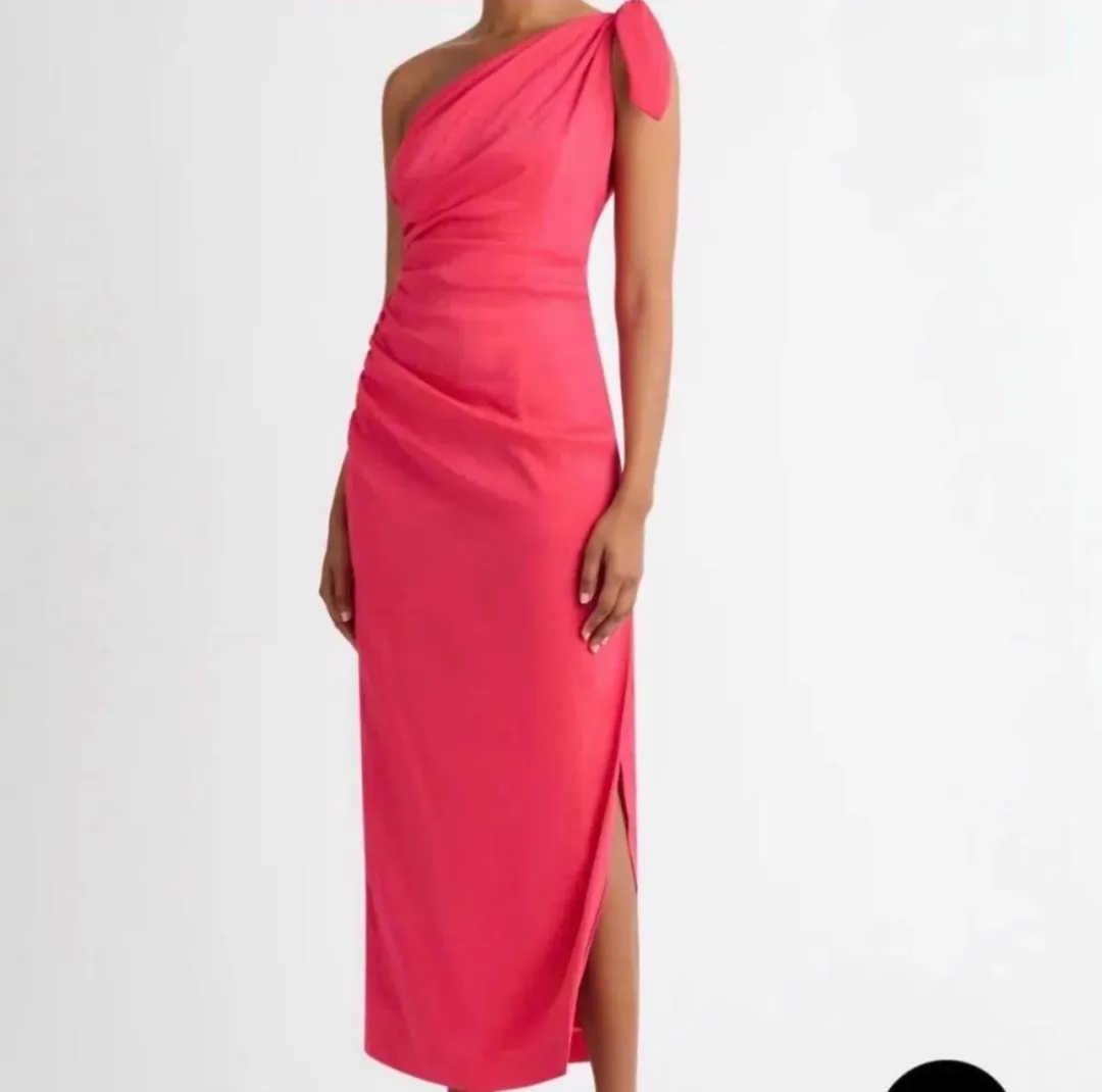 Sheike Kennedy one-shoulder draped maxi dress in raspberry. Size 6 for rent on The Volte - main image