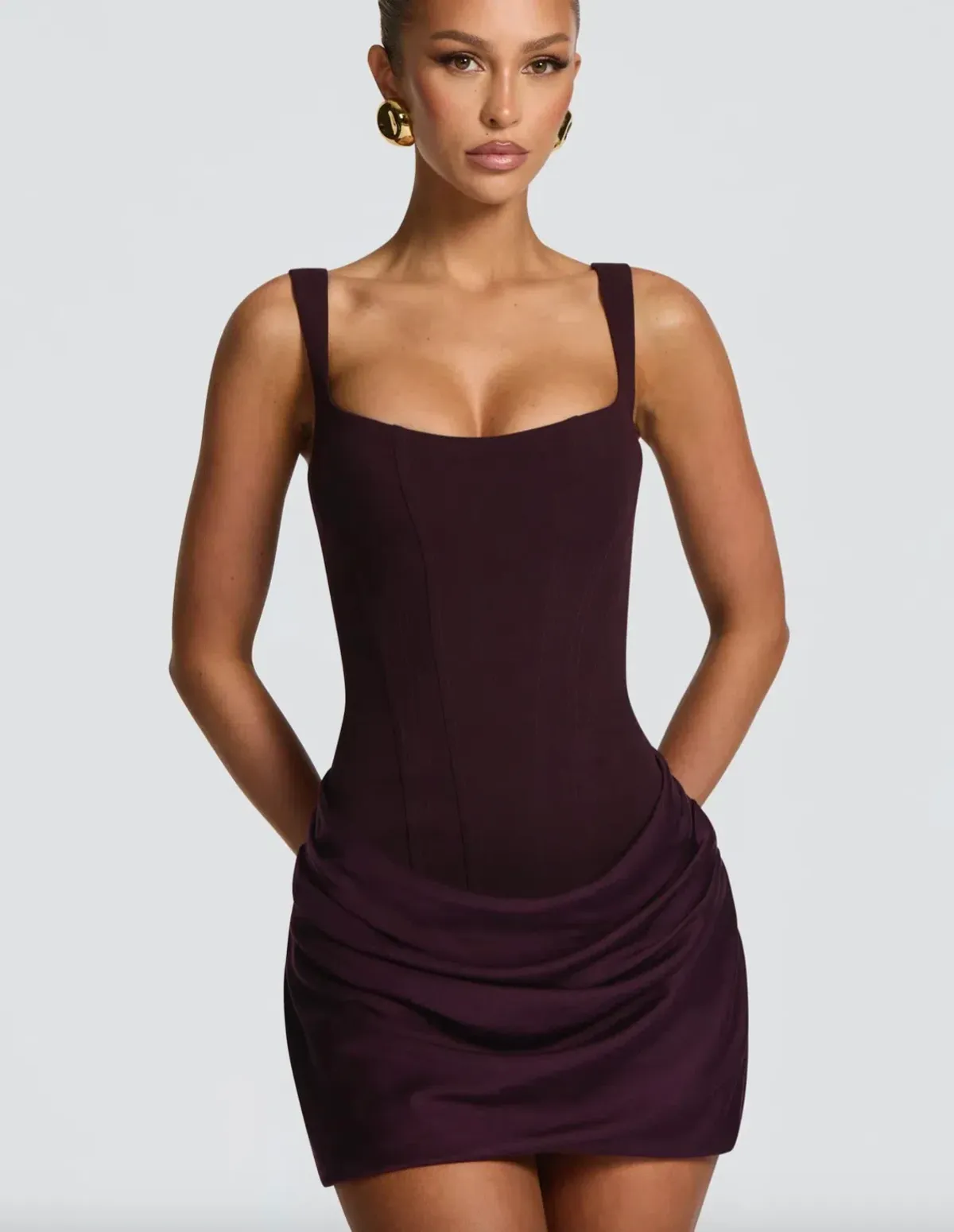 Babyboo Cornelia Mini Dress - Plum for rent on The Volte - main image