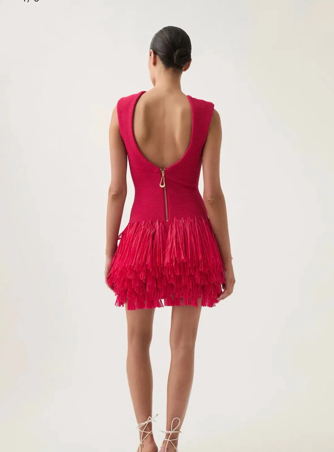 aje rushes raffia knit mini dress deep fuschia size XS  for rent on The Volte - main image