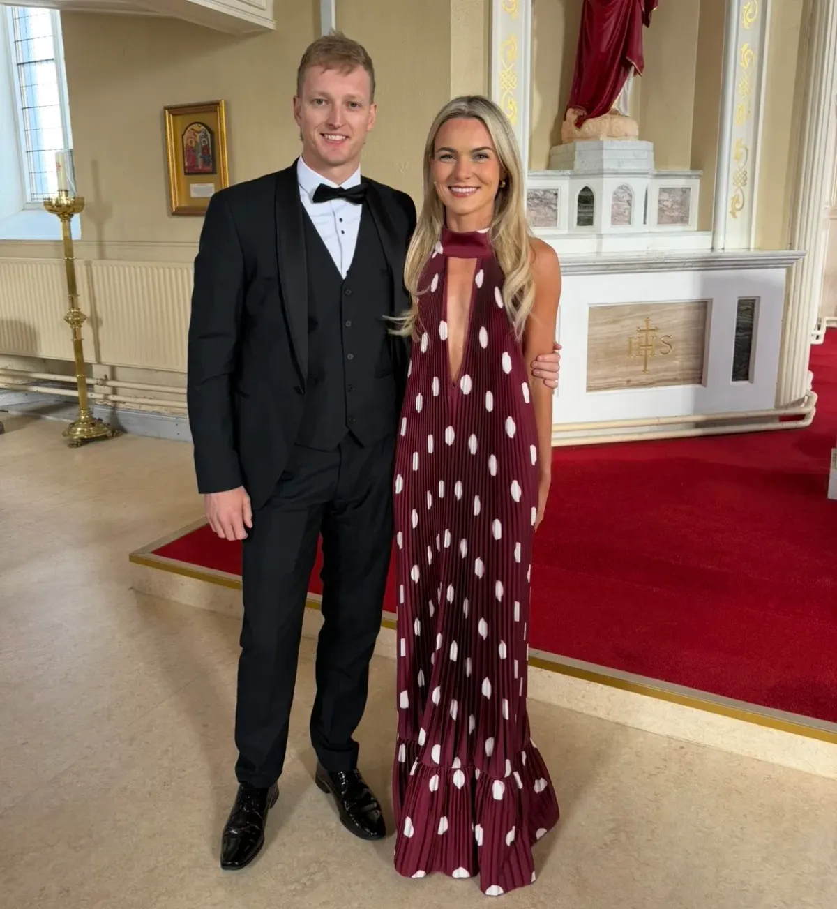 L'idee Libertie Gown - Polka Wine  for rent on The Volte - main image