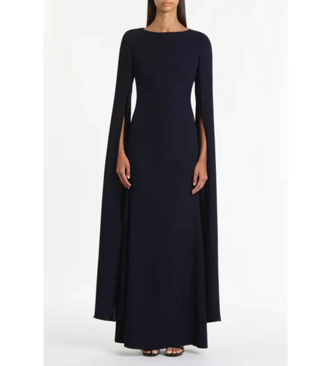 Carla Zampatti Crepe Celebration Sleeve Gown in Navy Size AU8 for rent on The Volte - main image