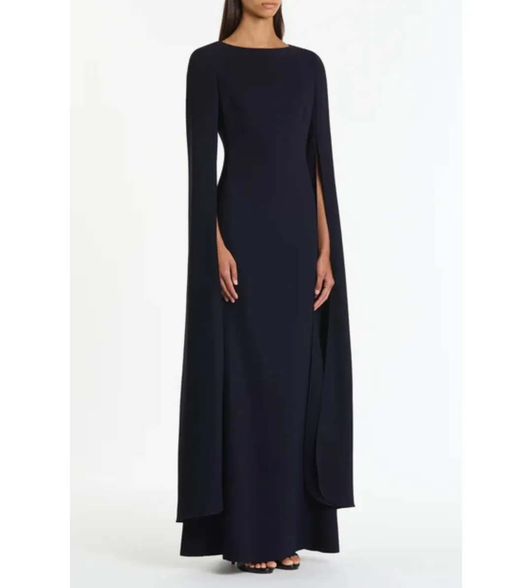 Carla Zampatti Crepe Celebration Sleeve Gown in Navy Size AU8 for rent on The Volte - main image