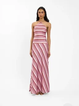 With Harper Lu HALTER MAXI DRESS | MAGENTA STRIPE for rent on The Volte - image 1