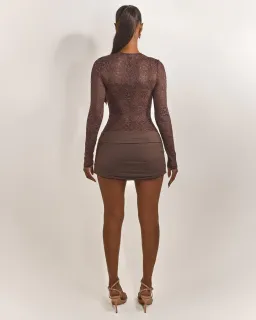 Mars the label Roux mini dress in brown Size 6 for rent on The Volte - image 2