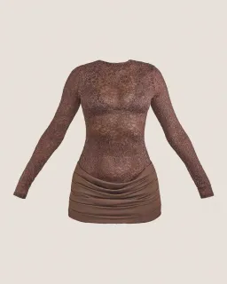 Mars the label Roux mini dress in brown Size 6 for rent on The Volte - image 3
